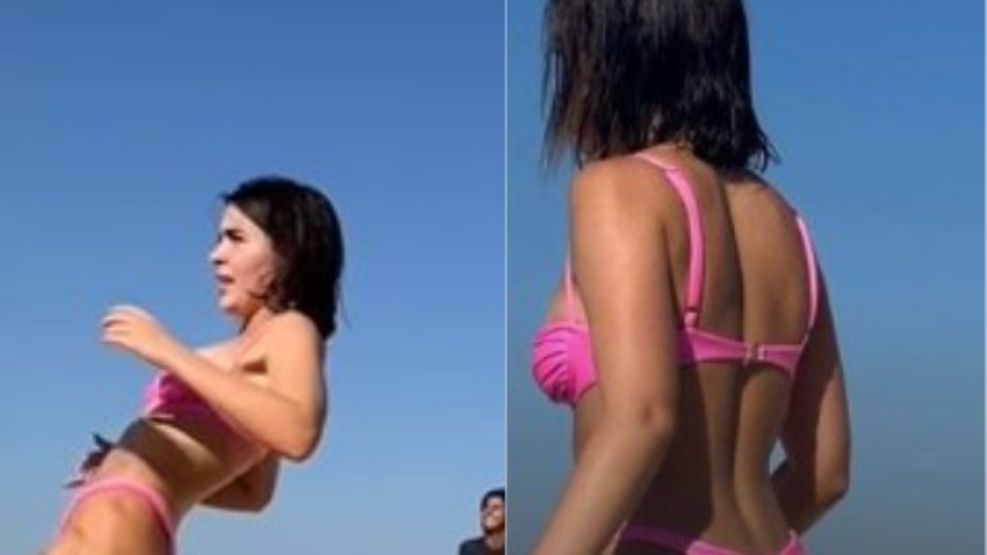 Musa! Jade Picon exibe curvas esculturais ao jogar futevôlei na praia