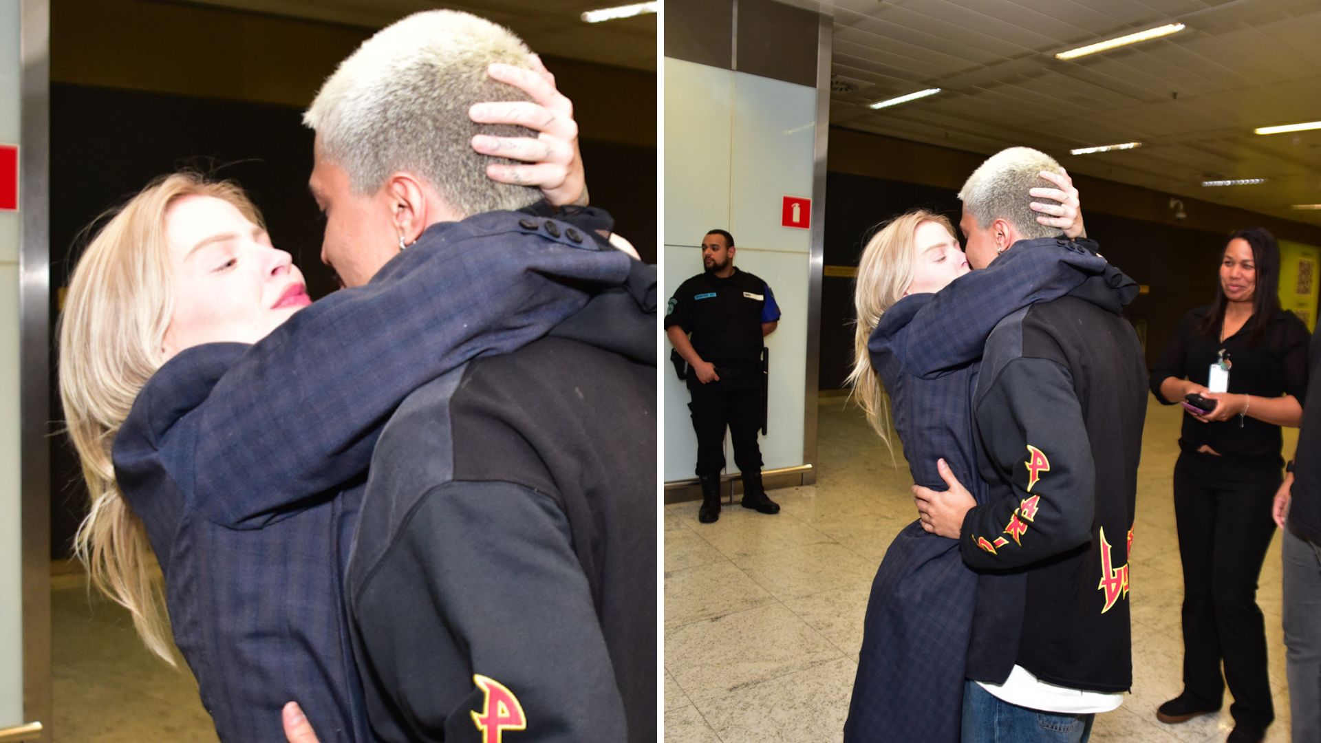 Cena de filme: namorado aparece em aeroporto e dá beijão em Luiza Sonza