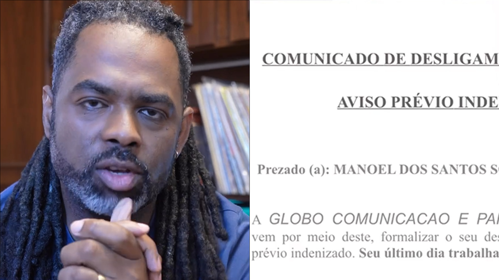 Manoel Soares quebra protocolo e expõe carta de demissão da Globo: “Difamação”