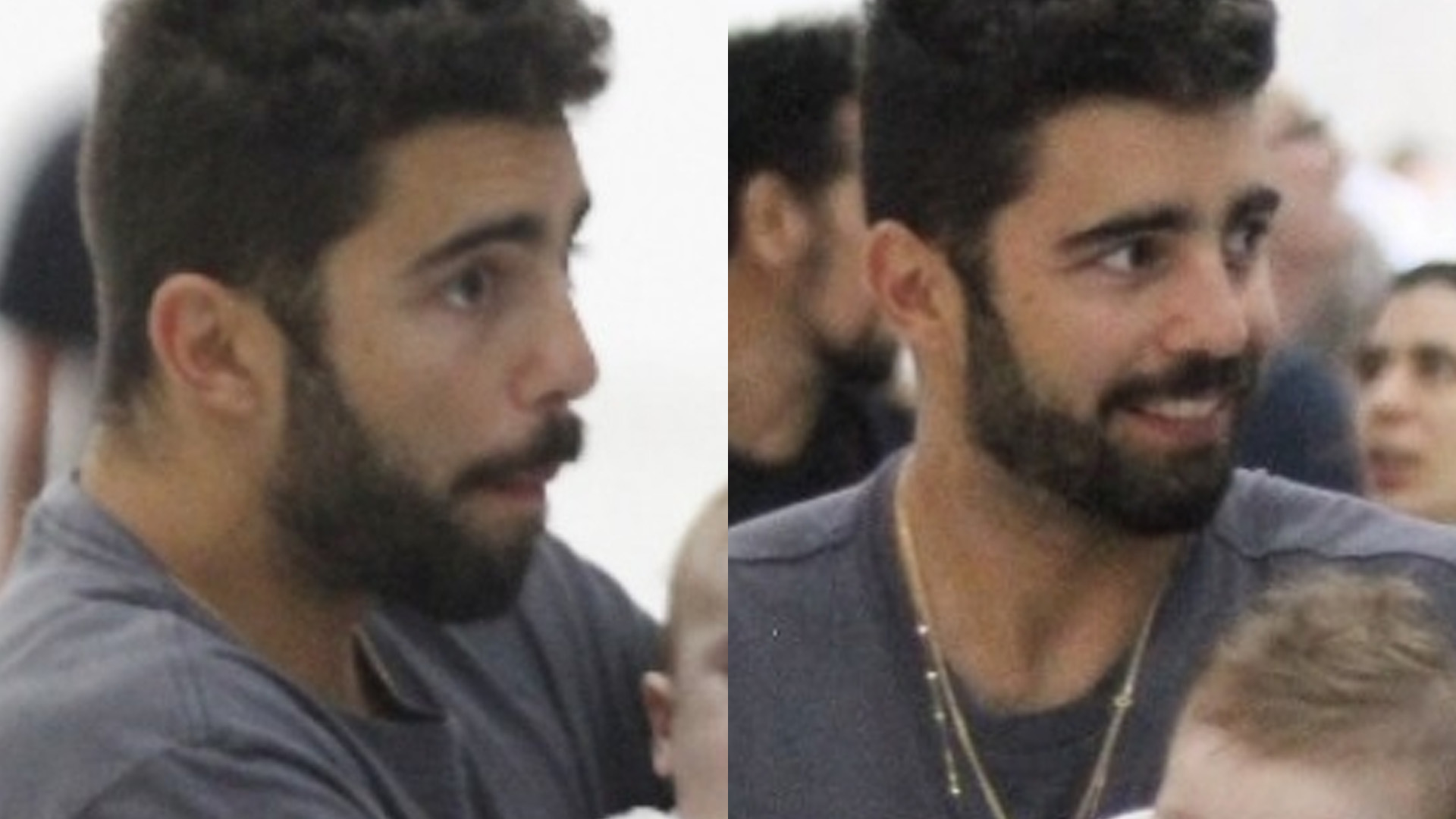 Paizão! Pedro Scooby recebe esposa no aeroporto com bebê Aurora no colo
