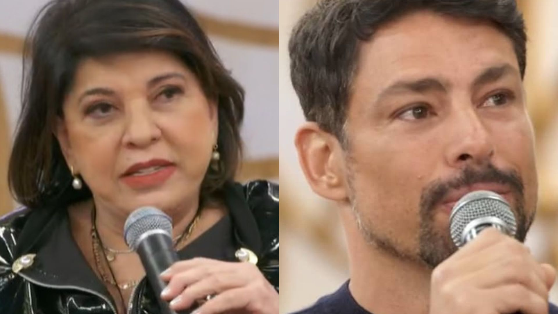 Roberta Miranda dá “beijão” em Cauã Reymond nos bastidores do ‘Encontro’: “Coisa linda”