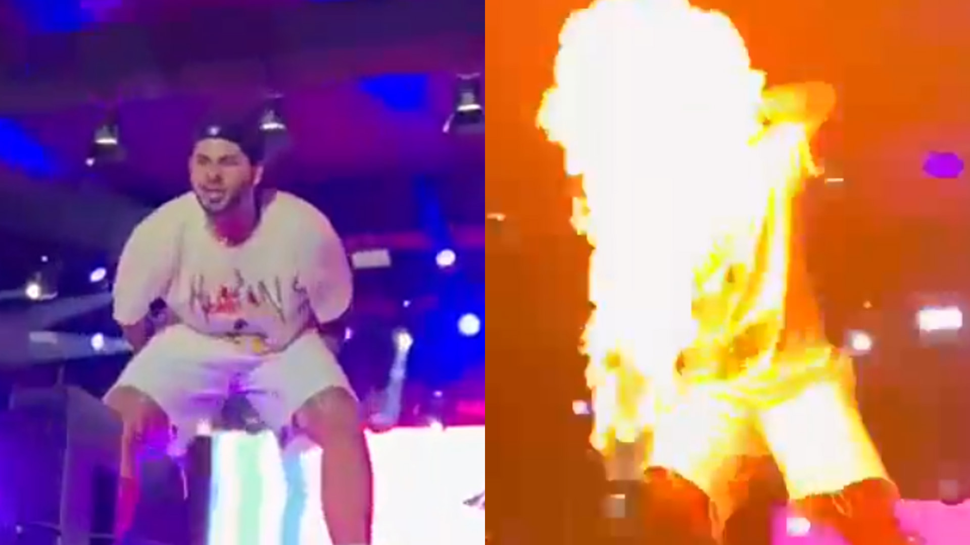 Em cheio! Zé Felipe é atingido por chamas bem no rosto durante show