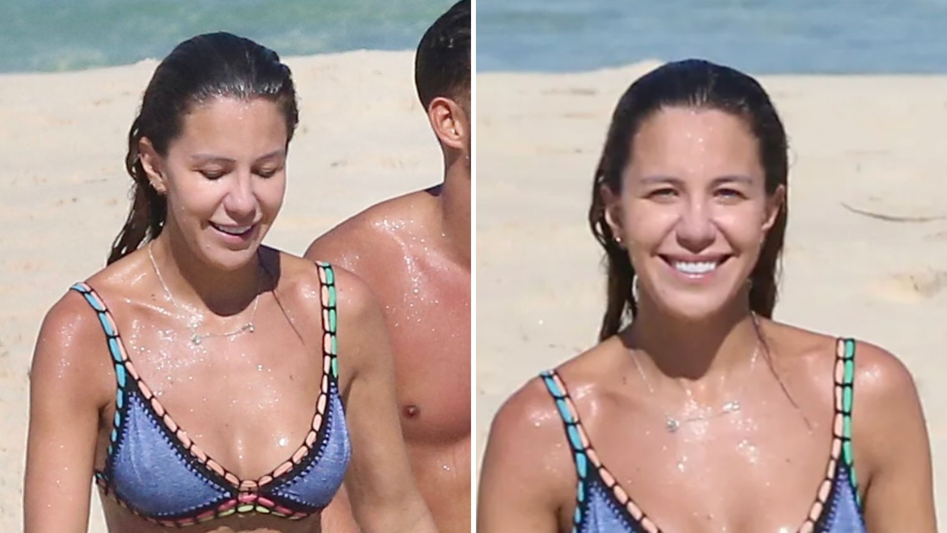 De fio-dental, Bárbara Coelho mergulha na companhia do amigo gato