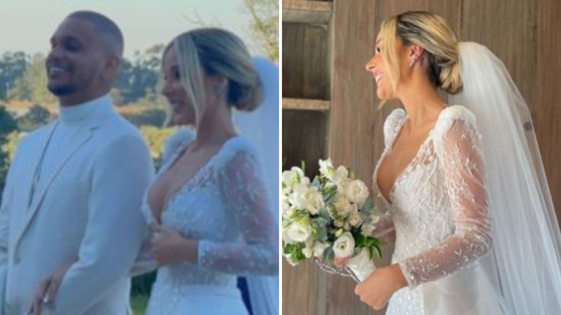 Casando com parça de Neymar, Bianca Coimbra aposta em vestidão com partes nuas