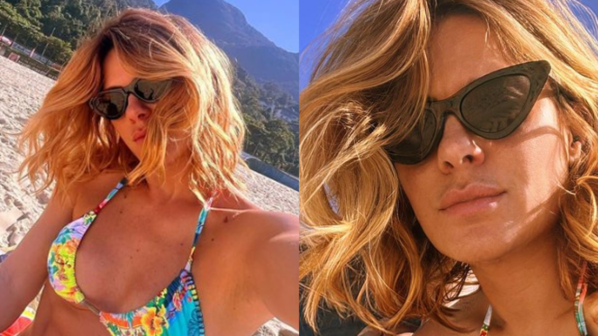 Mesmo sentada, Carolina Dieckmann ostenta tanquinho em dia de praia: “Deusa grega”