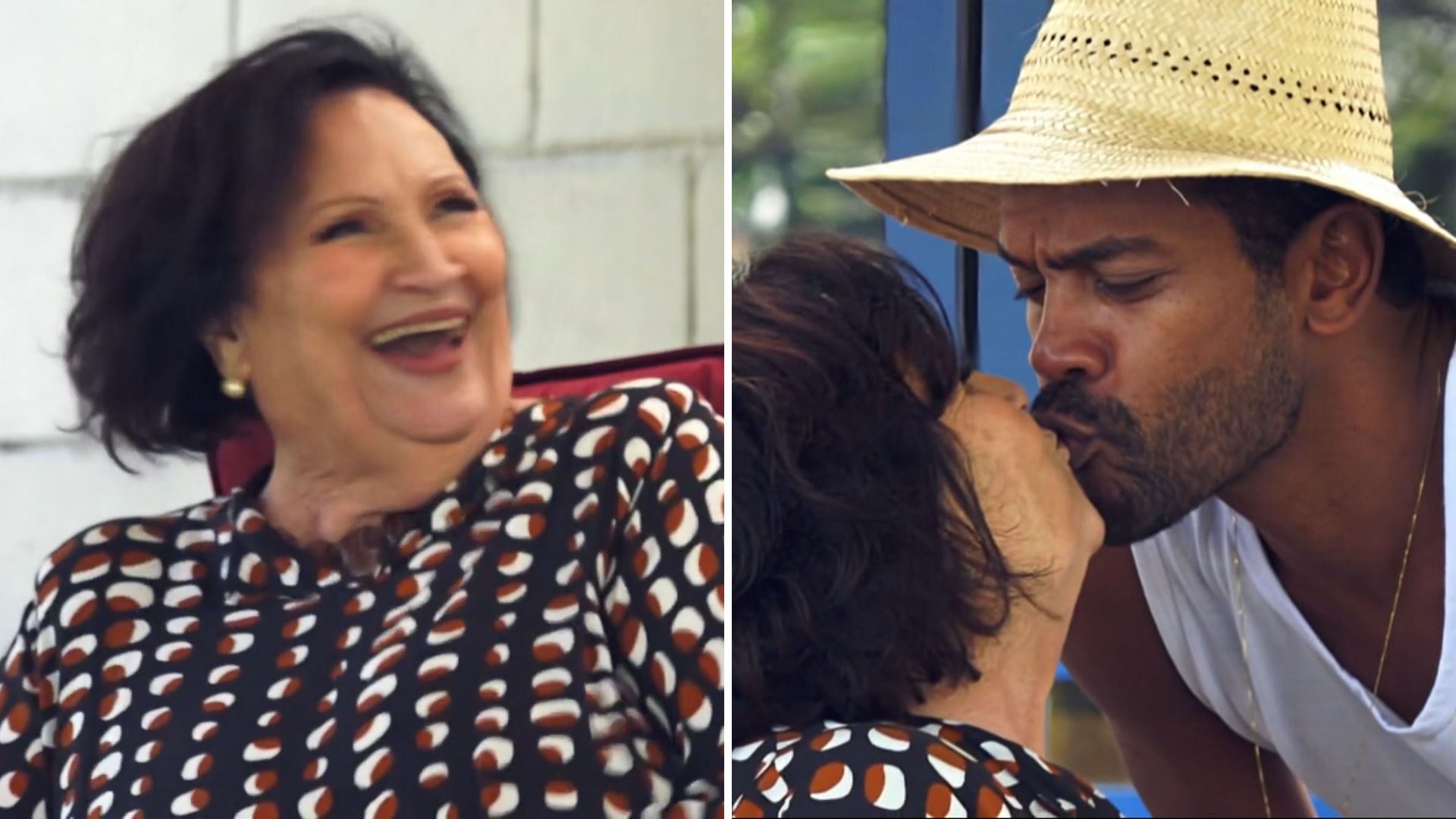 Dona Déa ganha beijo de Samuel de Assis no ‘Domingão’: “Gostosa e foguenta”
