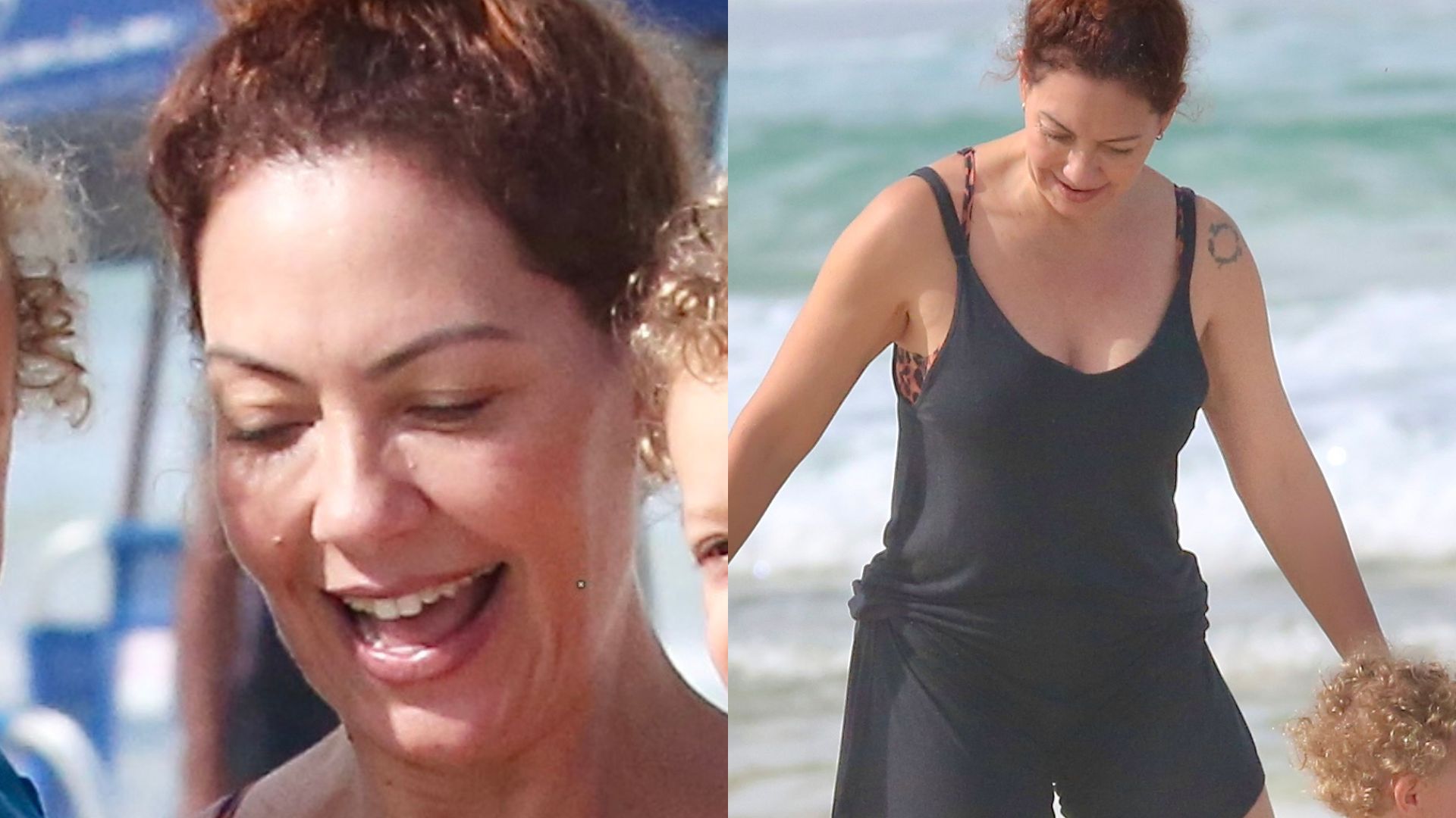 Lindos! Fabiula Nascimento é flagrada com os filhos gêmeos na praia e explode fofurômetro