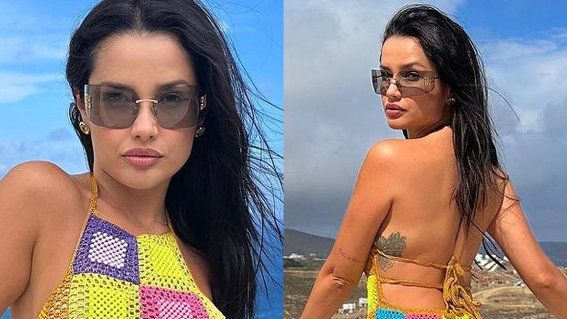 Juliette dispensa sutiã com vestido minúsculo de crochê em viagem internacional: “Deusa grega”