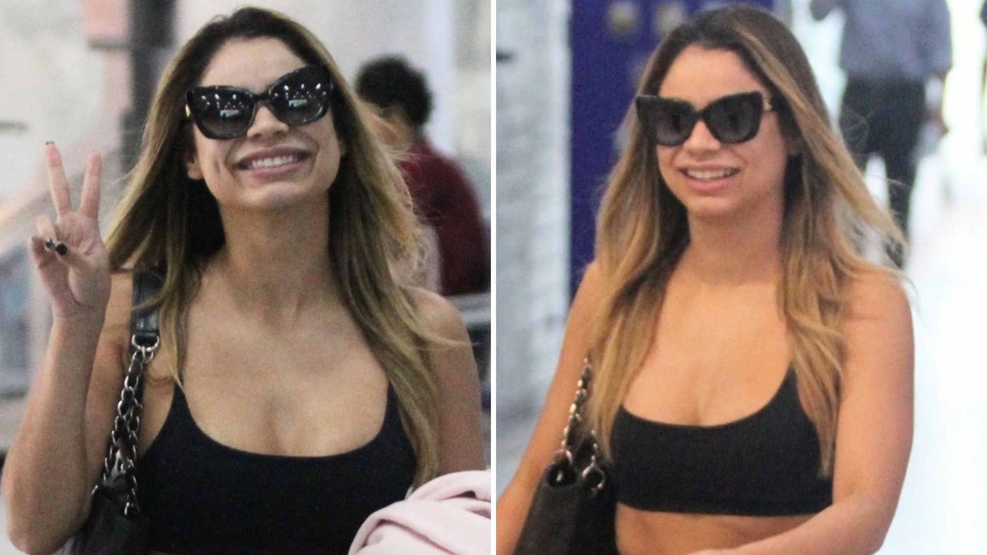 Lexa causa alvoroço em aeroporto ao embarcar com top apertadíssimo e calça colada