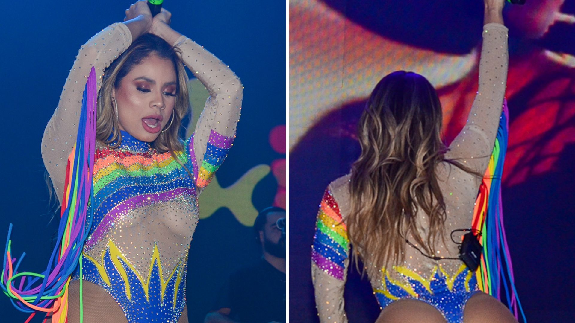 Soltinha, Lexa sobe no palco com virilha de fora e rebola com body fio-dental