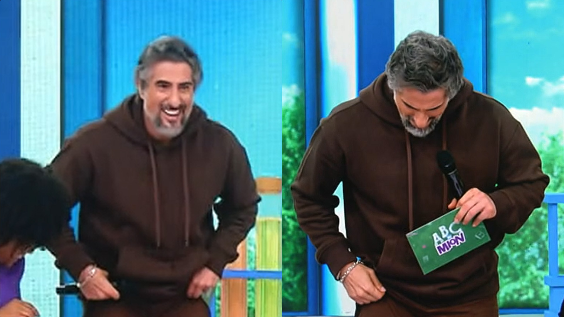 Gente! Marcos Mion puxa bermuda no limite e mostra demais no ‘Caldeirão’: “Pernão”