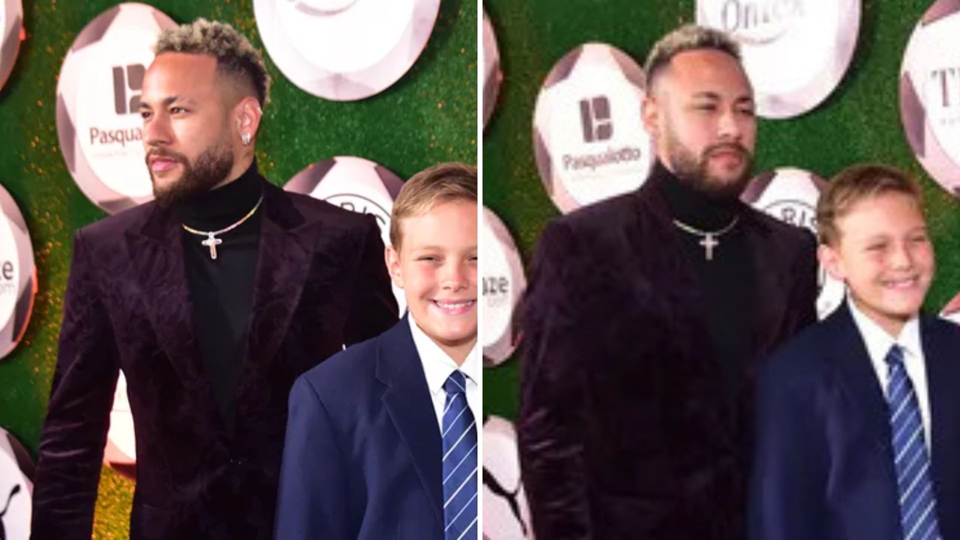 De mãos dadas, Neymar posa sorridente com a namorada em leilão após infidelidade