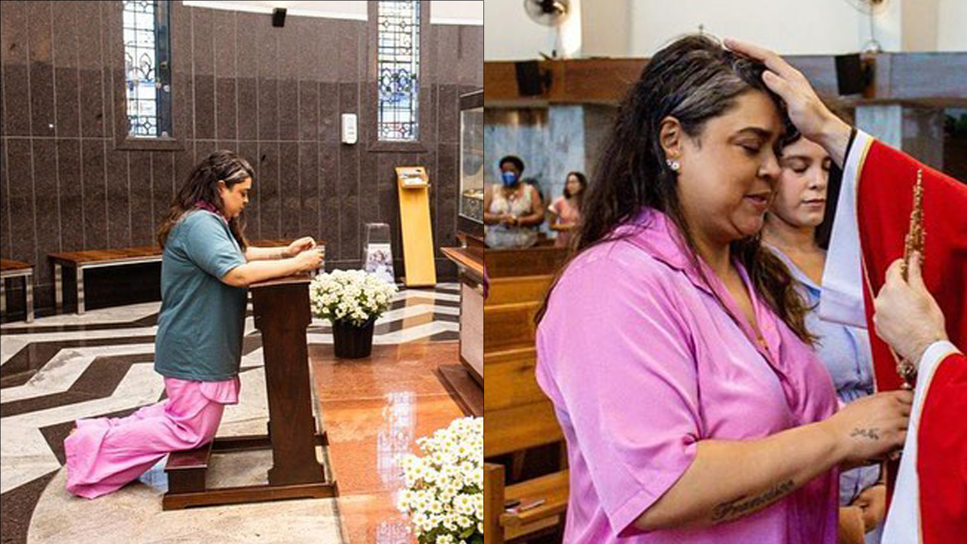 De joelhos, Preta Gil clama por cura do câncer em santuário: “Eu creio”