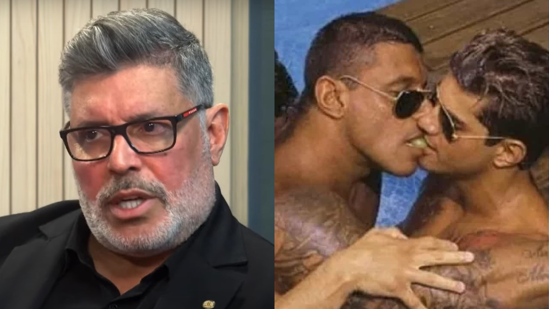 Alexandre Frota expõe bastidores de beijão gay em ensaio totalmente nu: “Muito linda”
