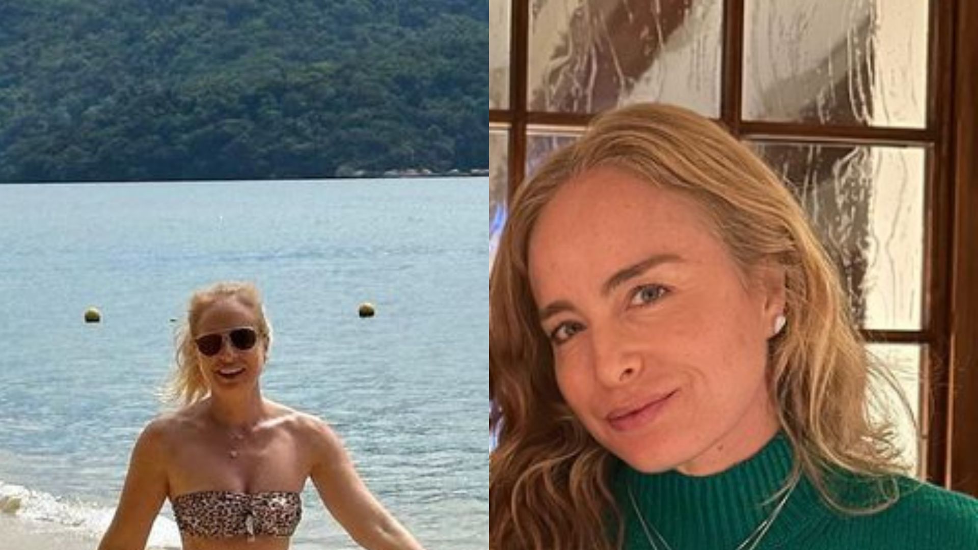 Aos 49 anos, Angélica posa de biquíni estampado e corpão surpreende: “Sereia”