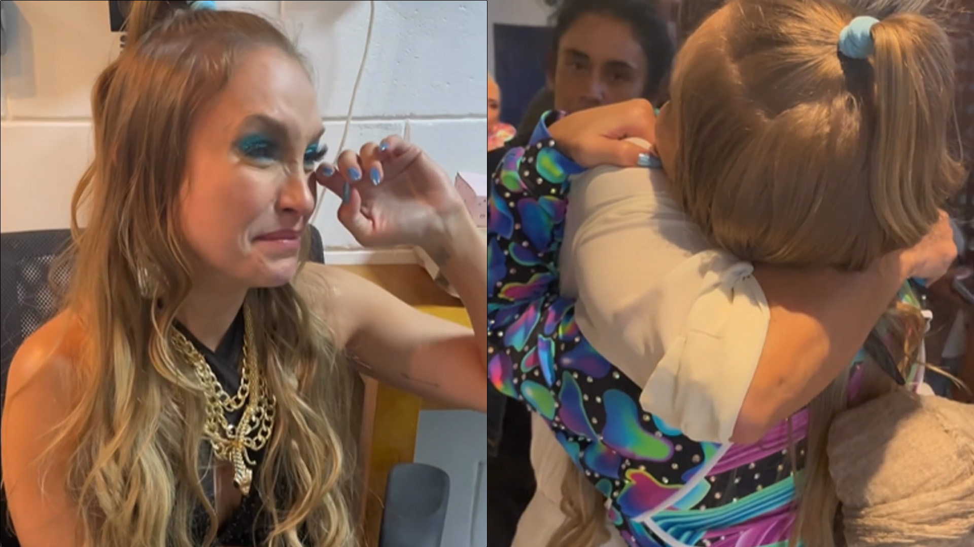 Emocionada, Carla Diaz vai às lágrimas ao conhecer veterana da Globo: “Minha inspiração”