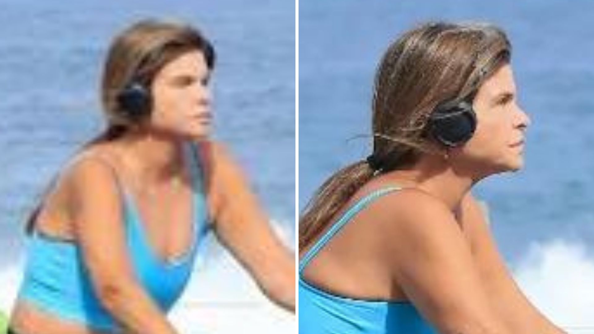 Cristiana Oliveira esbanja boa forma com look neon pedalando pela orla do Rio
