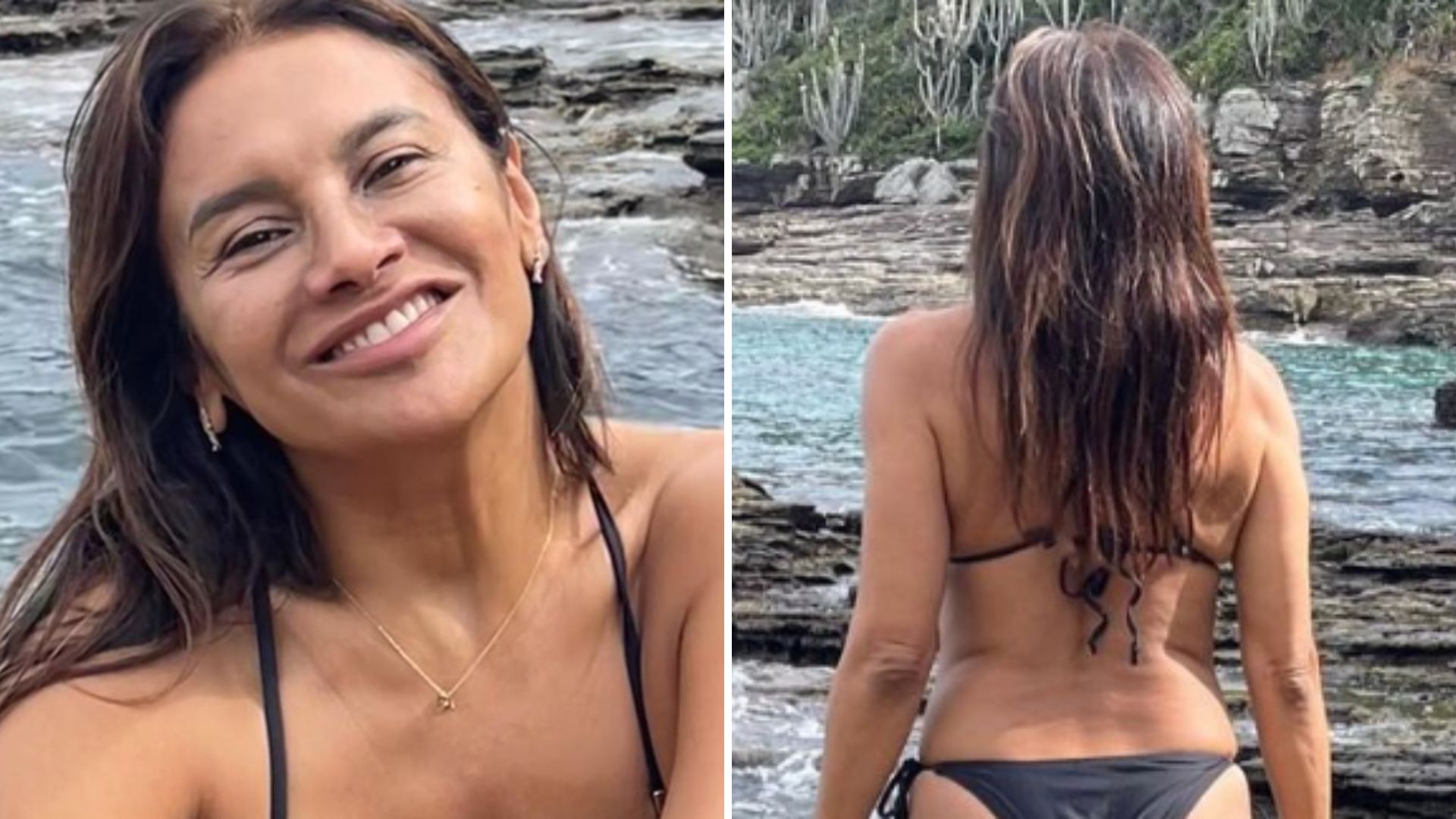 Aos 53 anos, Dira Paes exibe corpo jovial em fotos de biquíni: “Gostosa”
