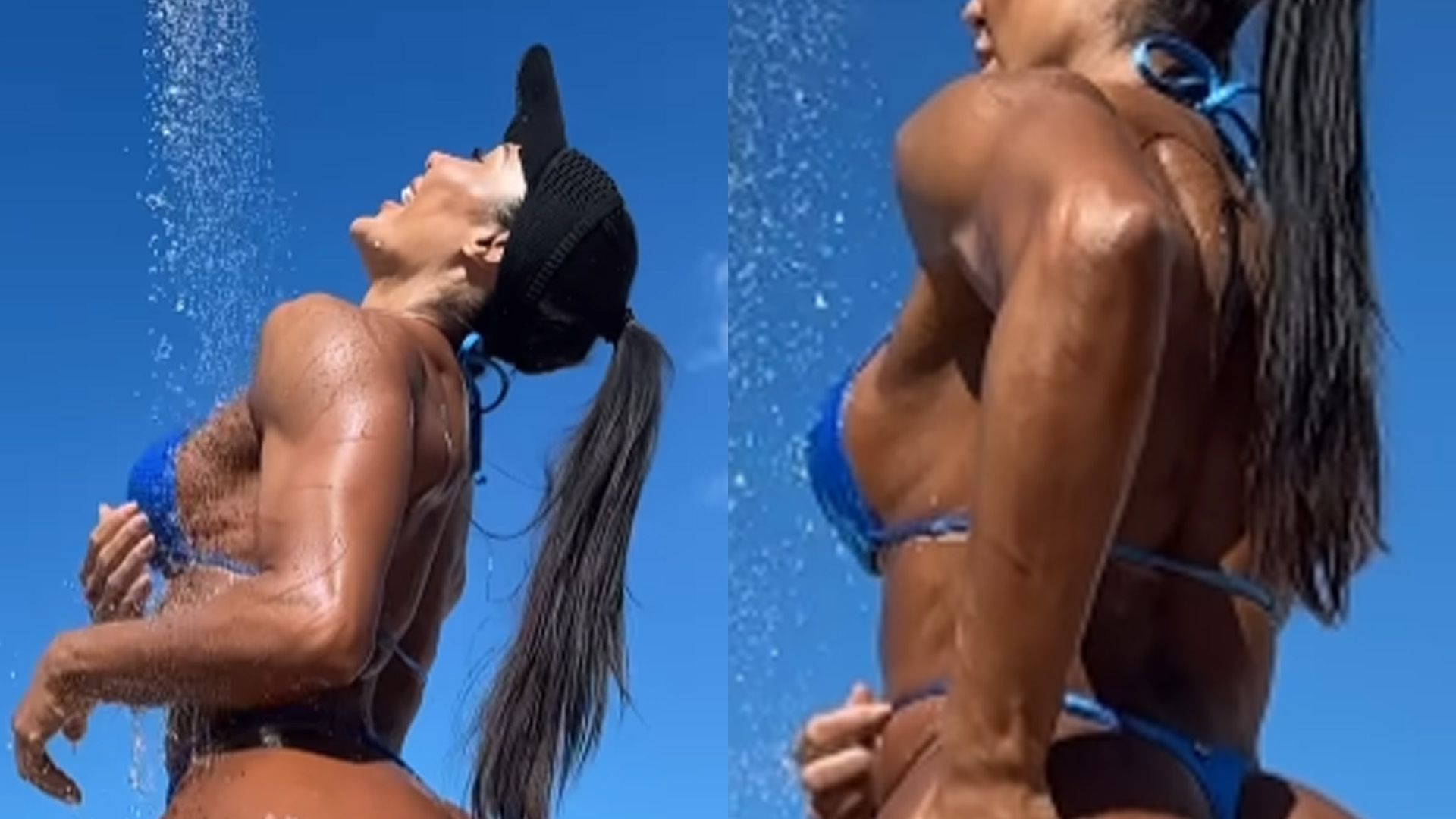 Gracyanne Barbosa massageia e afasta bumbum em banho ao ar livre: “Estupenda”