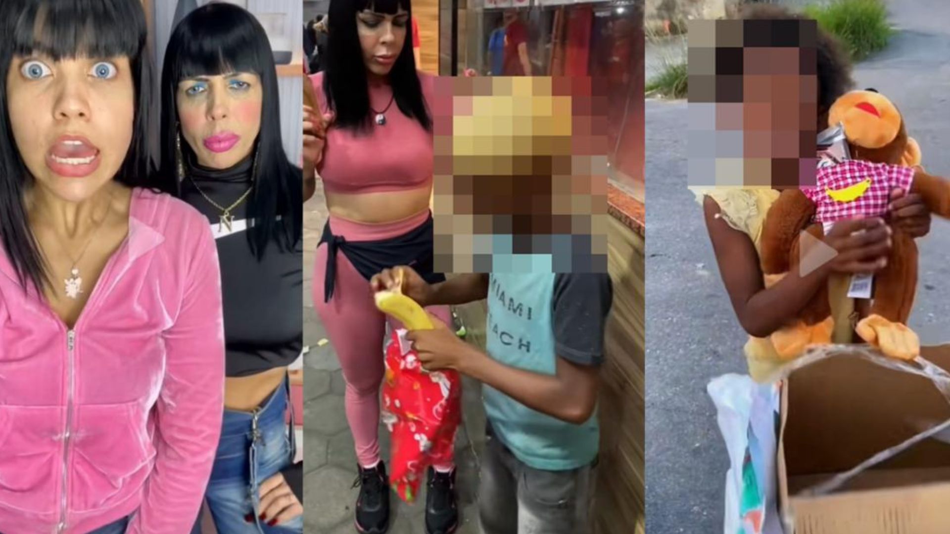 Influenciadoras são massacradas após entregar banana para crianças pretas em vídeo: “Nojentas”