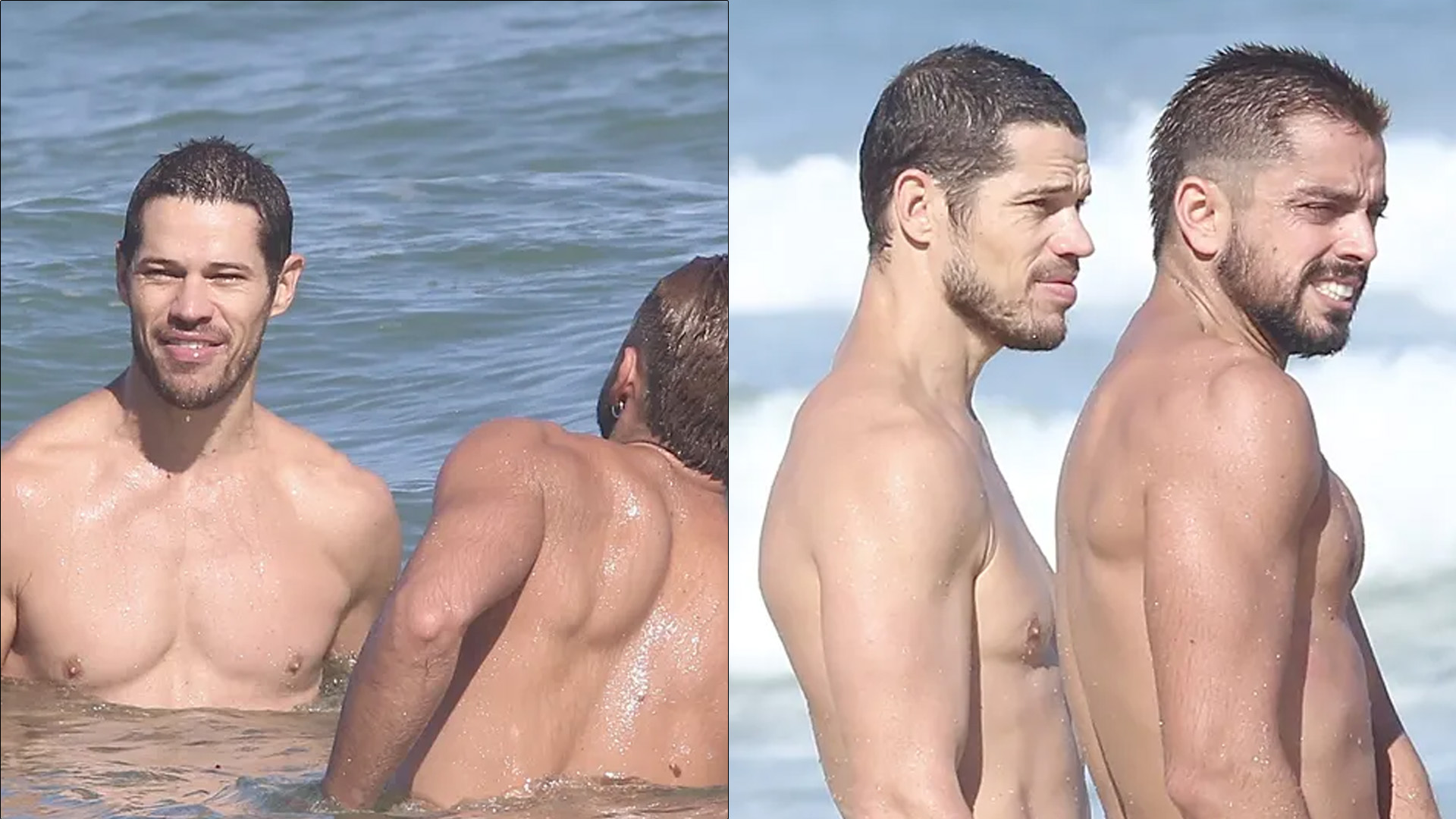 Que calor! José Loreto exibe mala marcadíssima durante banho com Rodrigo Simas