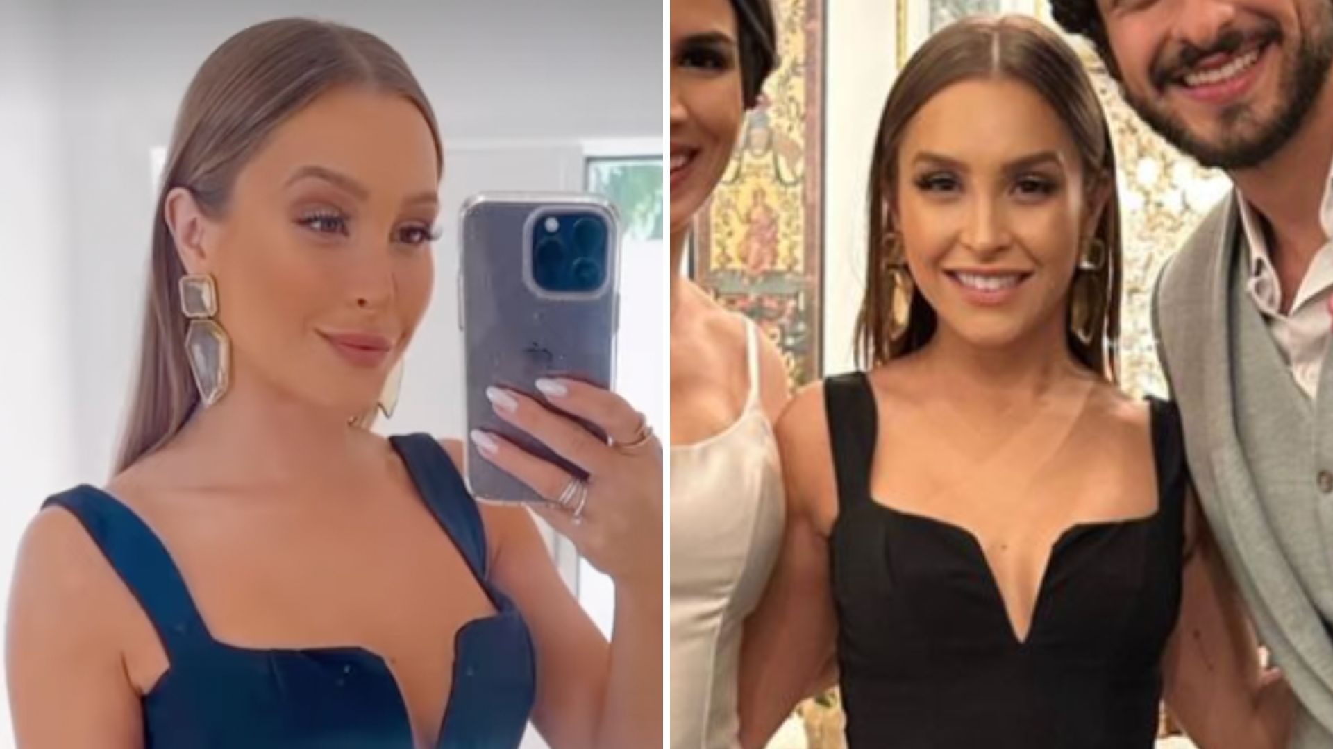 Carla Diaz rouba a cena com look coladíssimo e bolsa inusitada em casamento de atriz