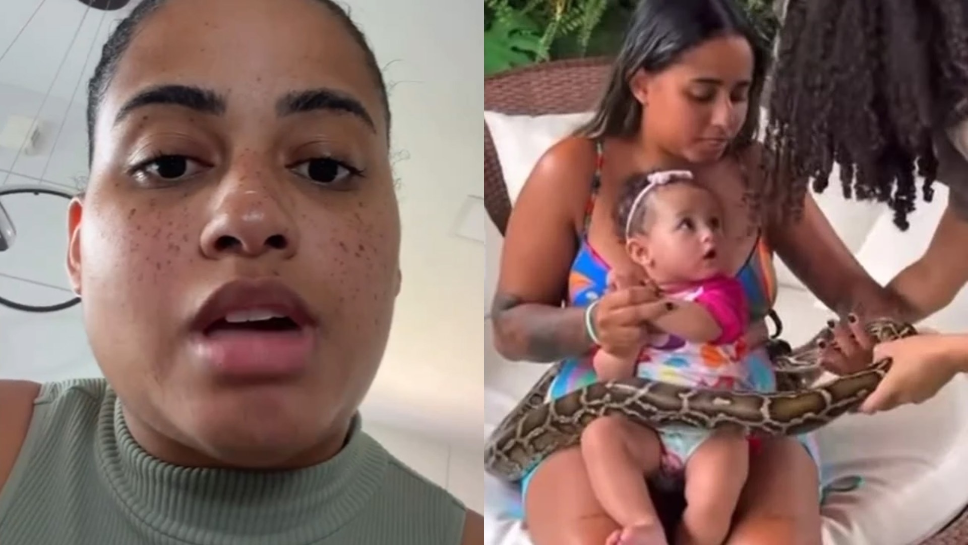 Mc Loma se defende após colocar a filha para brincar com cobra: “São dóceis”