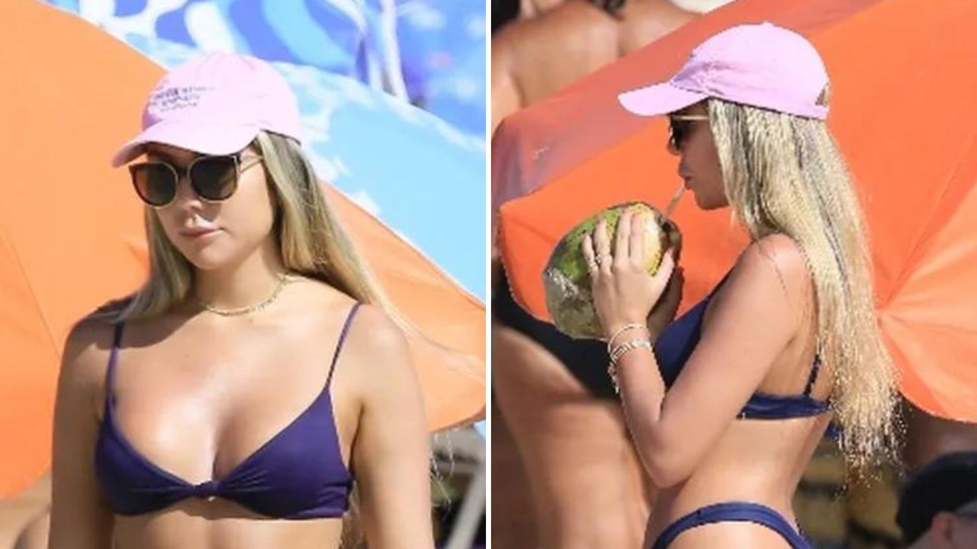 De biquíni asa-delta, filha de Renato Gaúcho mostra dobras da virilha na praia
