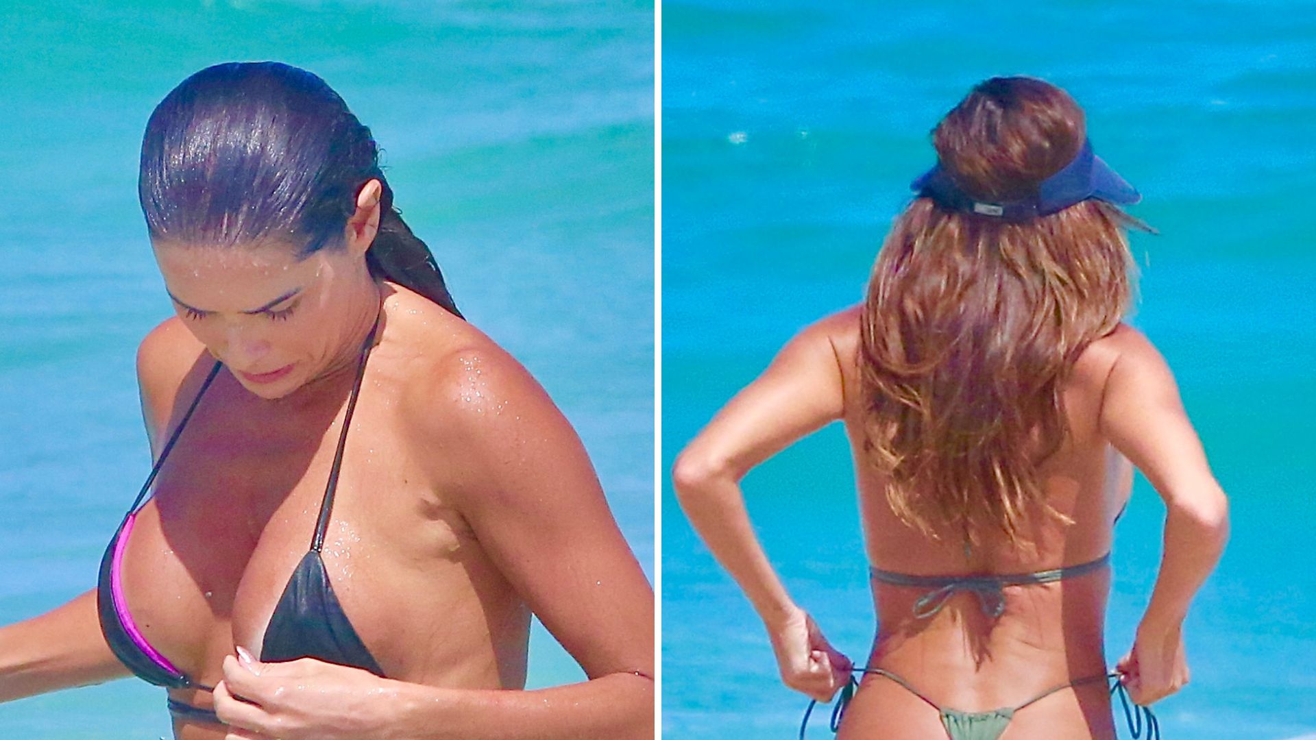 Deborah Secco exagera na finura do biquíni e passa perrengue em praia no Rio