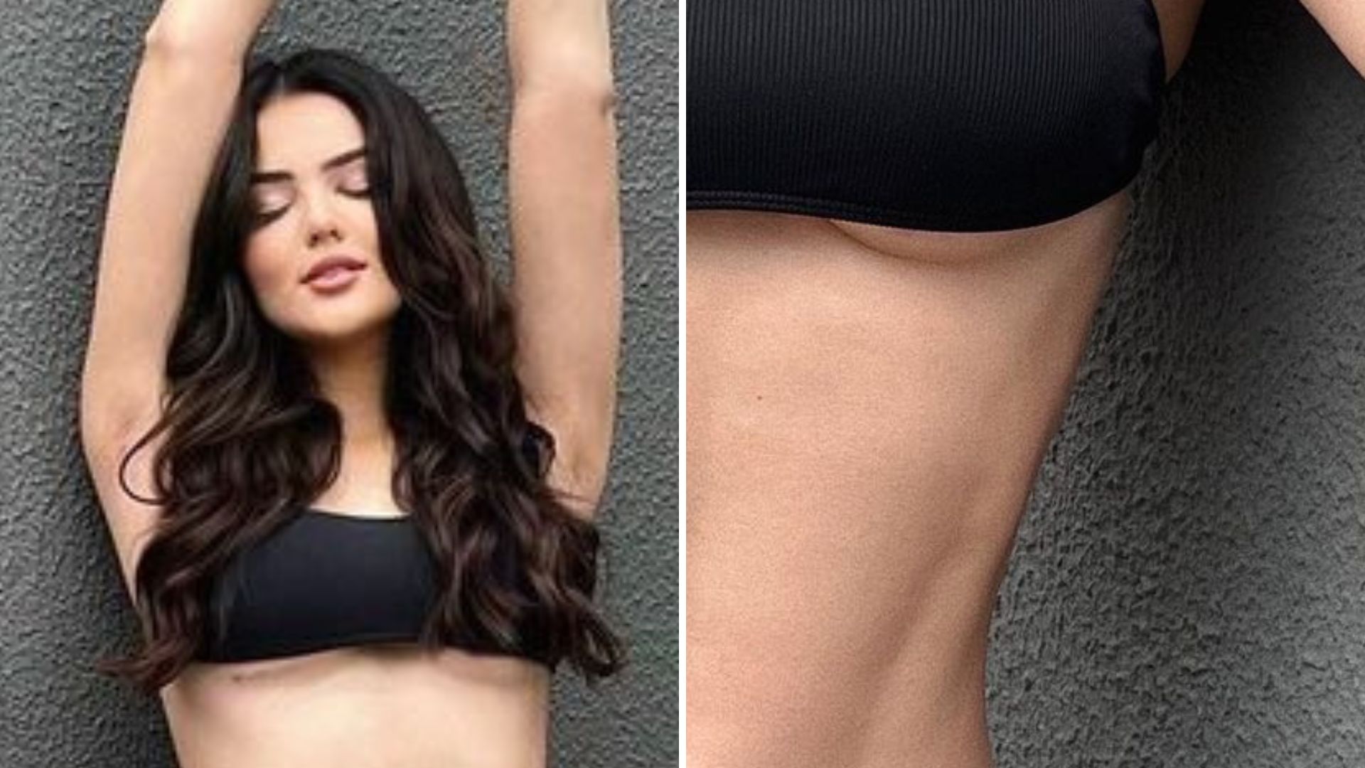 Ex-BBB Eslovênia deixa polpa dos seios de fora em biquíni preto: “Escultural”
