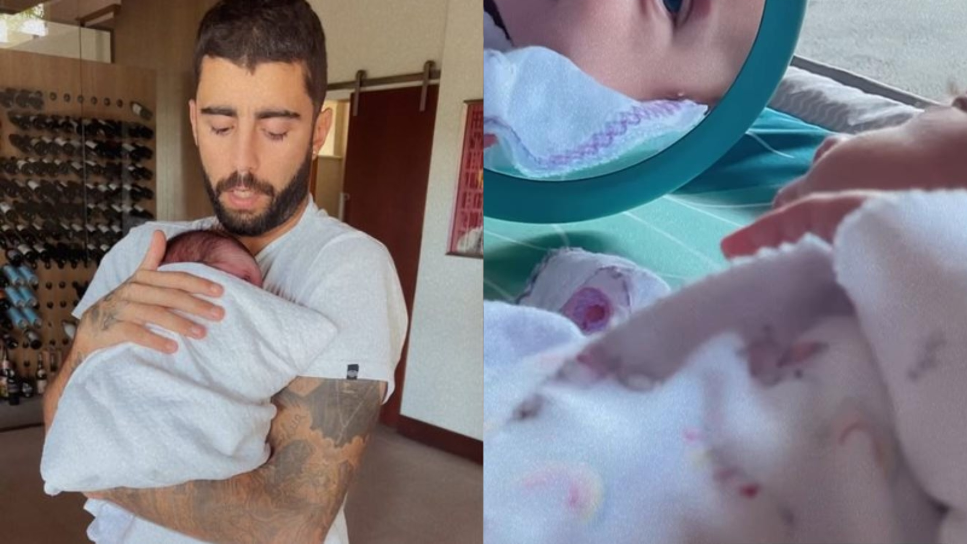 Fofurômetro explodiu! Pedro Scooby flagra filha de 2 meses se olhando no espelho