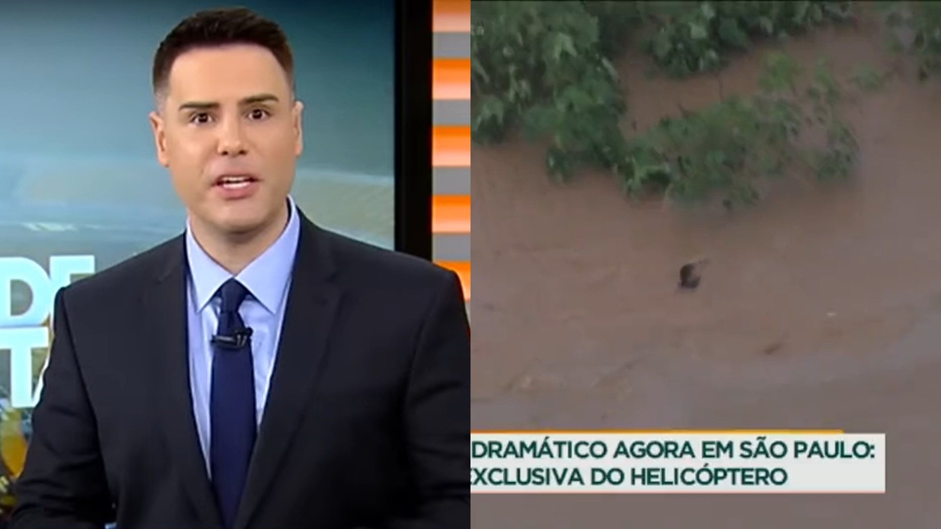 Luiz Bacci se desespera com homem sendo engolido por correnteza ao vivo: “O cara morreu”