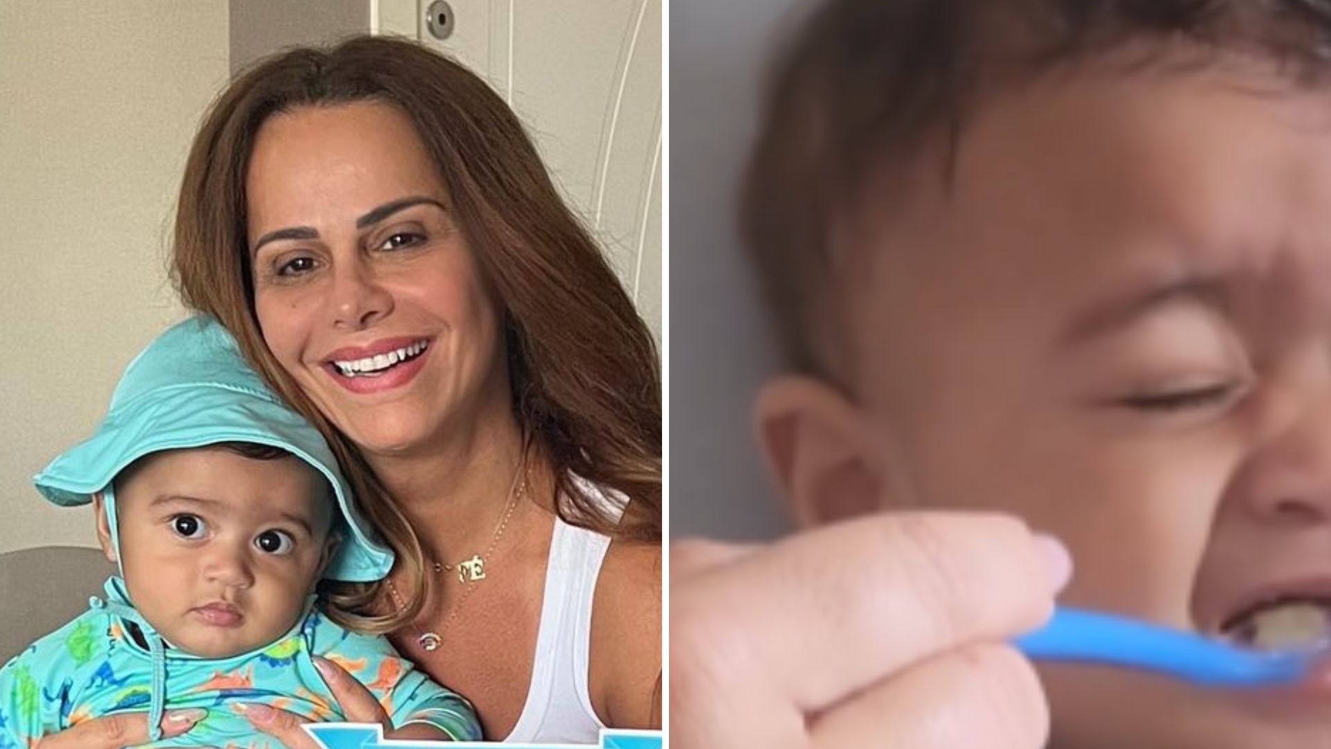 Viviane Araujo registra reação do filho ao provar papinha e web opina: “Dó”