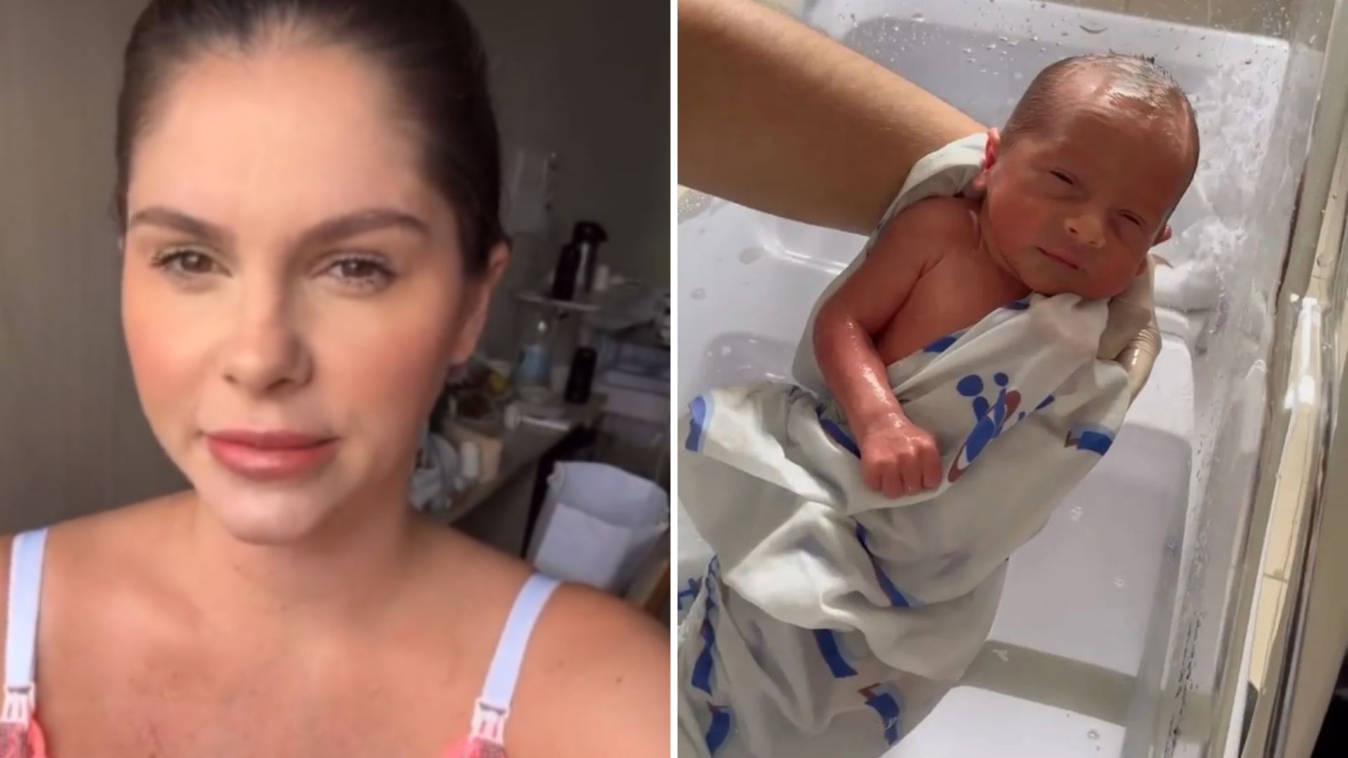 Bárbara Evans mostra primeiro banho de um dos gêmeos: ” Apoio”