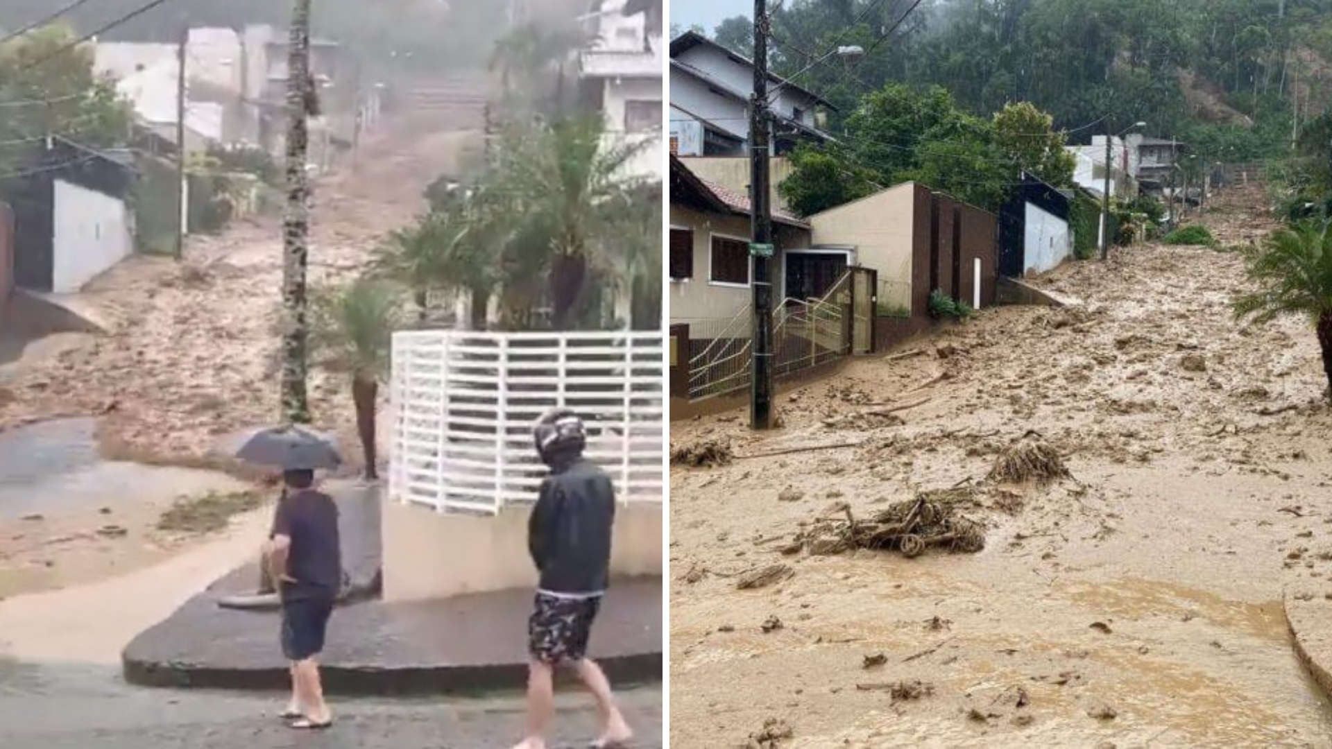 Imagens impressionantes mostram rua sendo tomada por lama em Santa Catarina: “Avalanche”