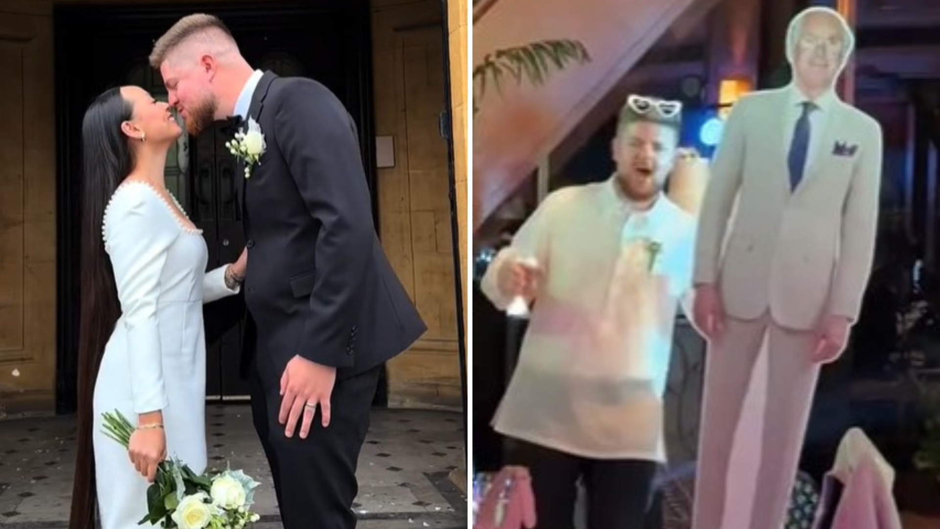 Homem surpreende noiva com foto em tamanho real do sogro falecido no casamento