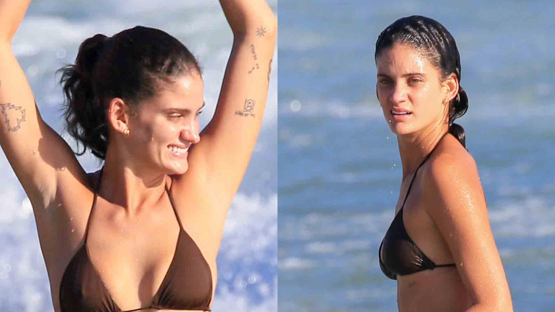Corpão! Ex-nora de Preta Gil atrai olhares na praia com novo namorado