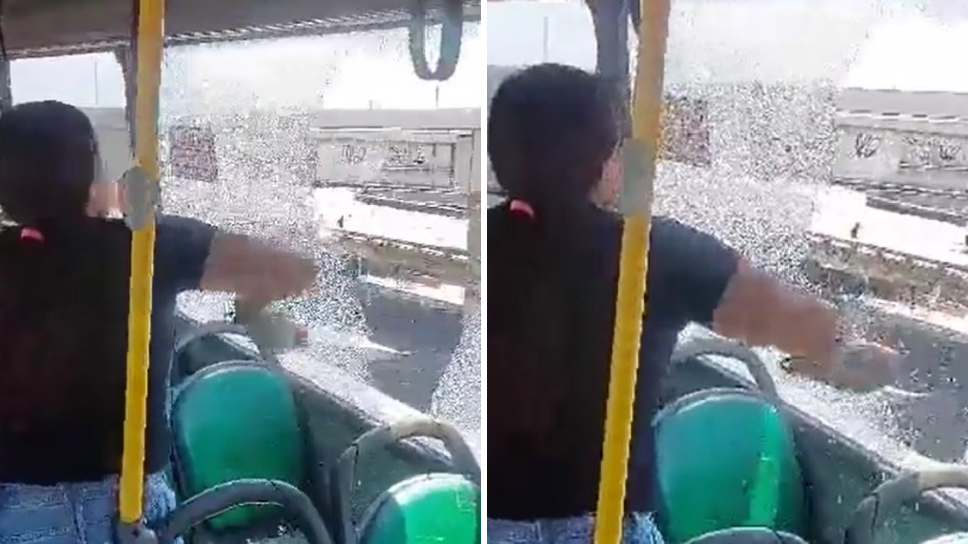 Mulher quebra janela de ônibus com sapato para amenizar calor do filho: “Mal”