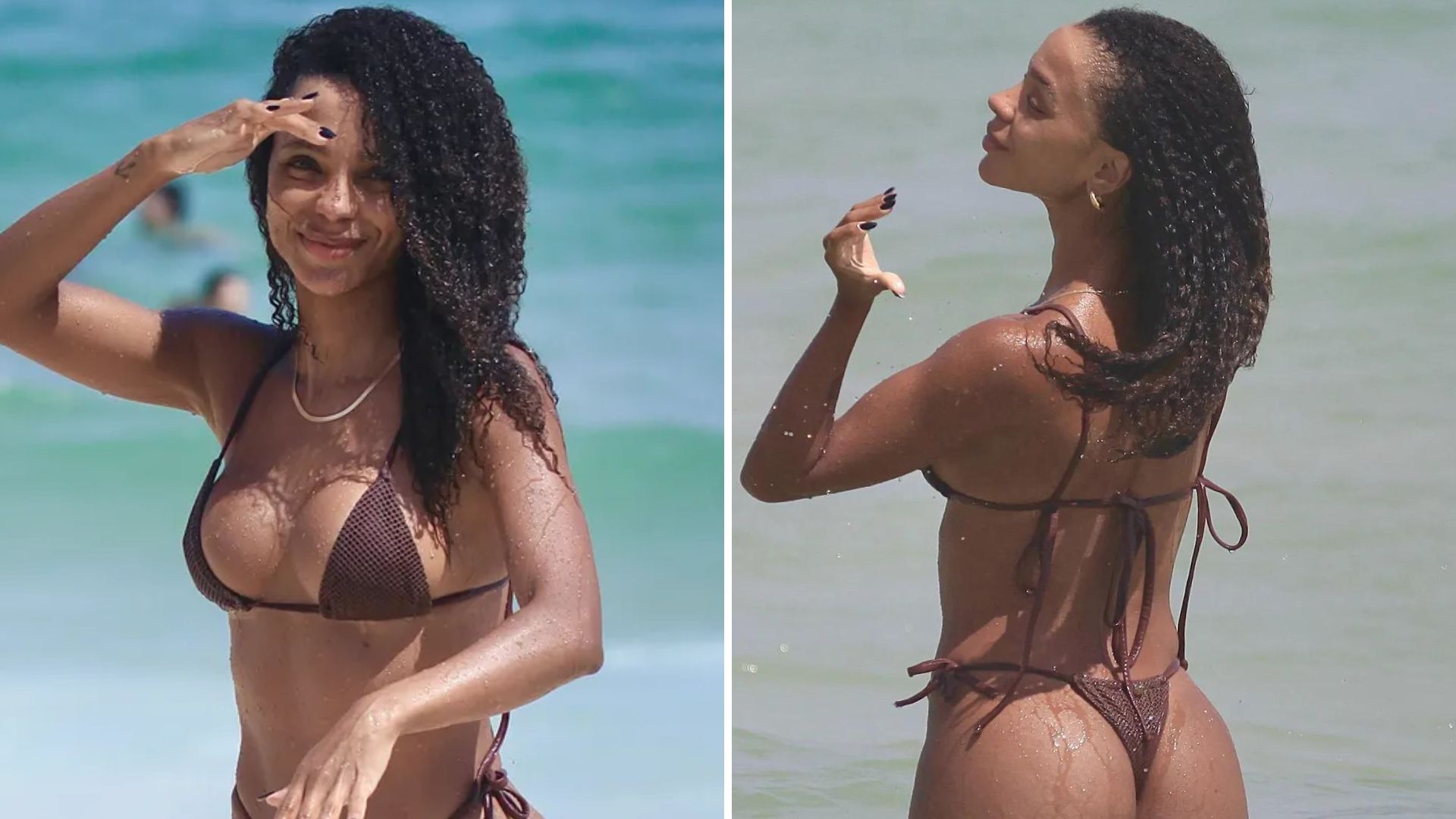 Sem Ludmilla, Brunna Gonçalves exibe corpão em dia de praia no Rio