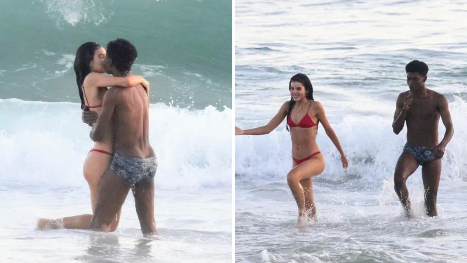 Camila Queiroz enfrenta o frio e grava cenas românticas para nova novela no Leblon