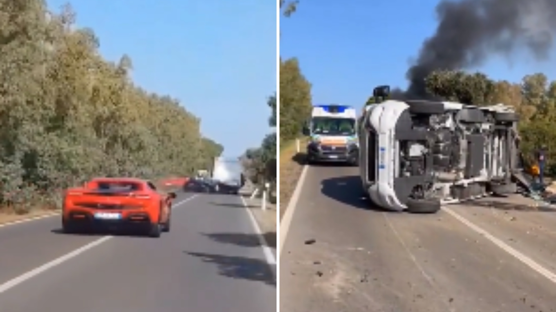 Casal falece após colisão assustadora entre Ferrari, Lamborghini e van