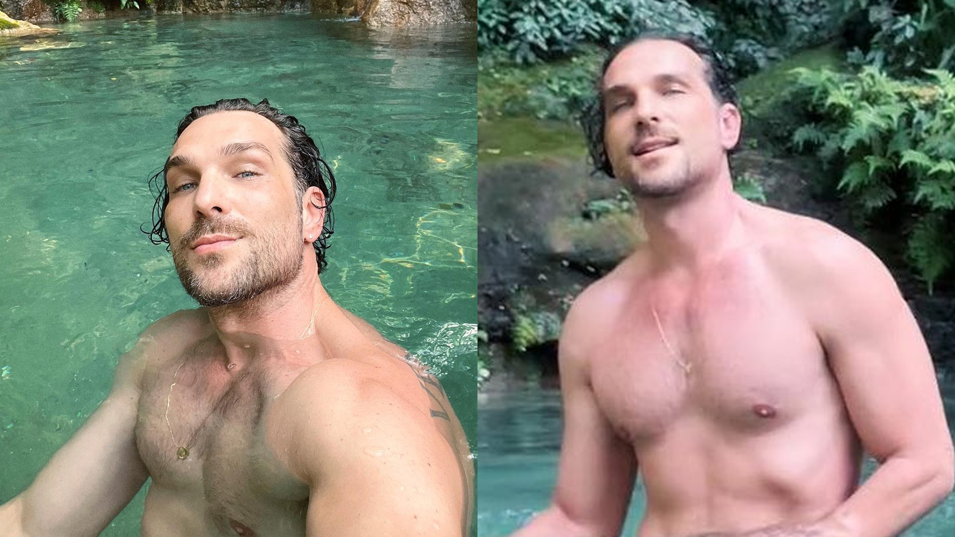 Igor Rickli fica peladão em banho de cachoeira e recebe cantadas pesadas: “Maravilha”