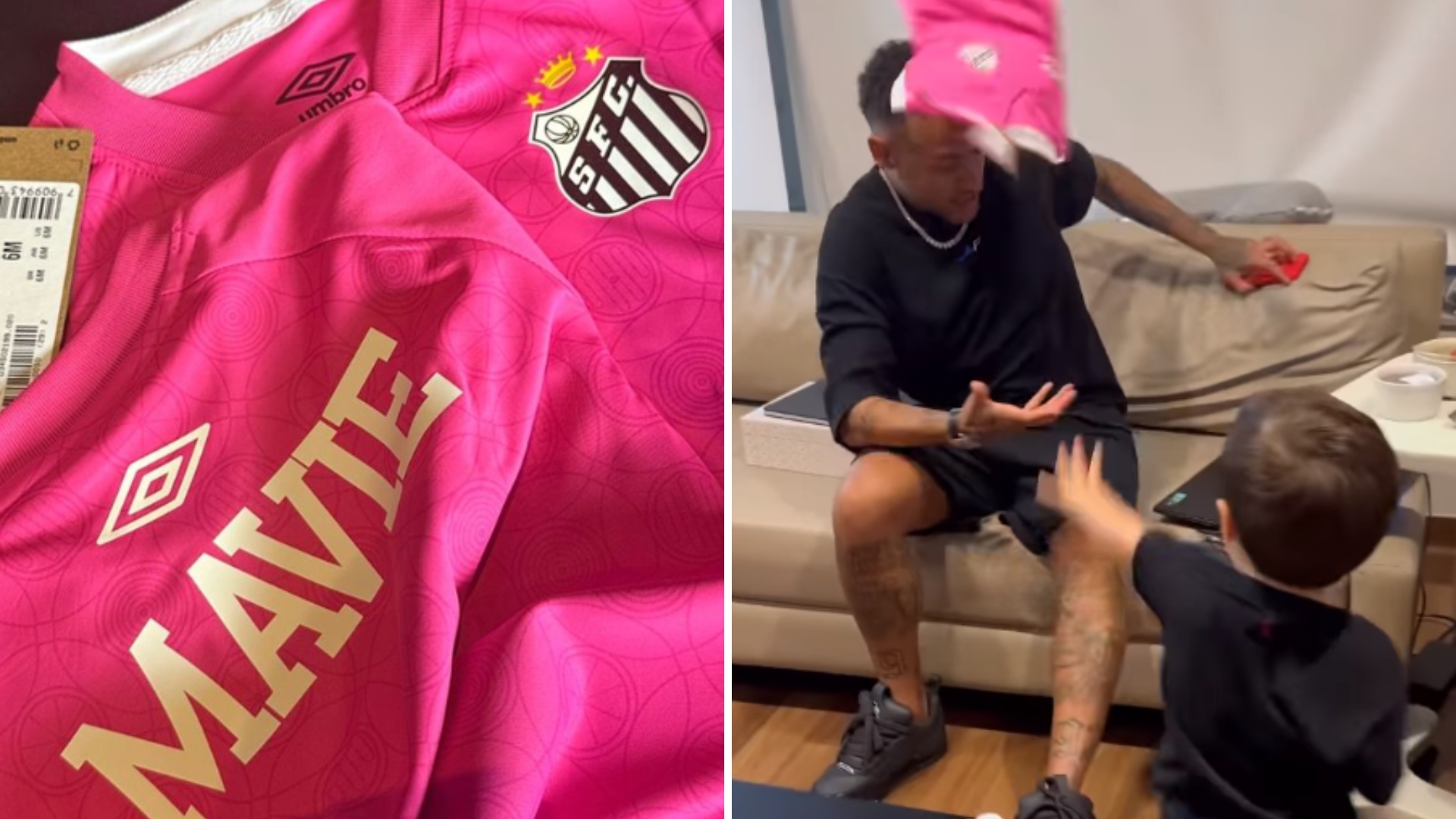 Tocida já definida! Mavie ganha camisa do Santos: “Santista mirim”