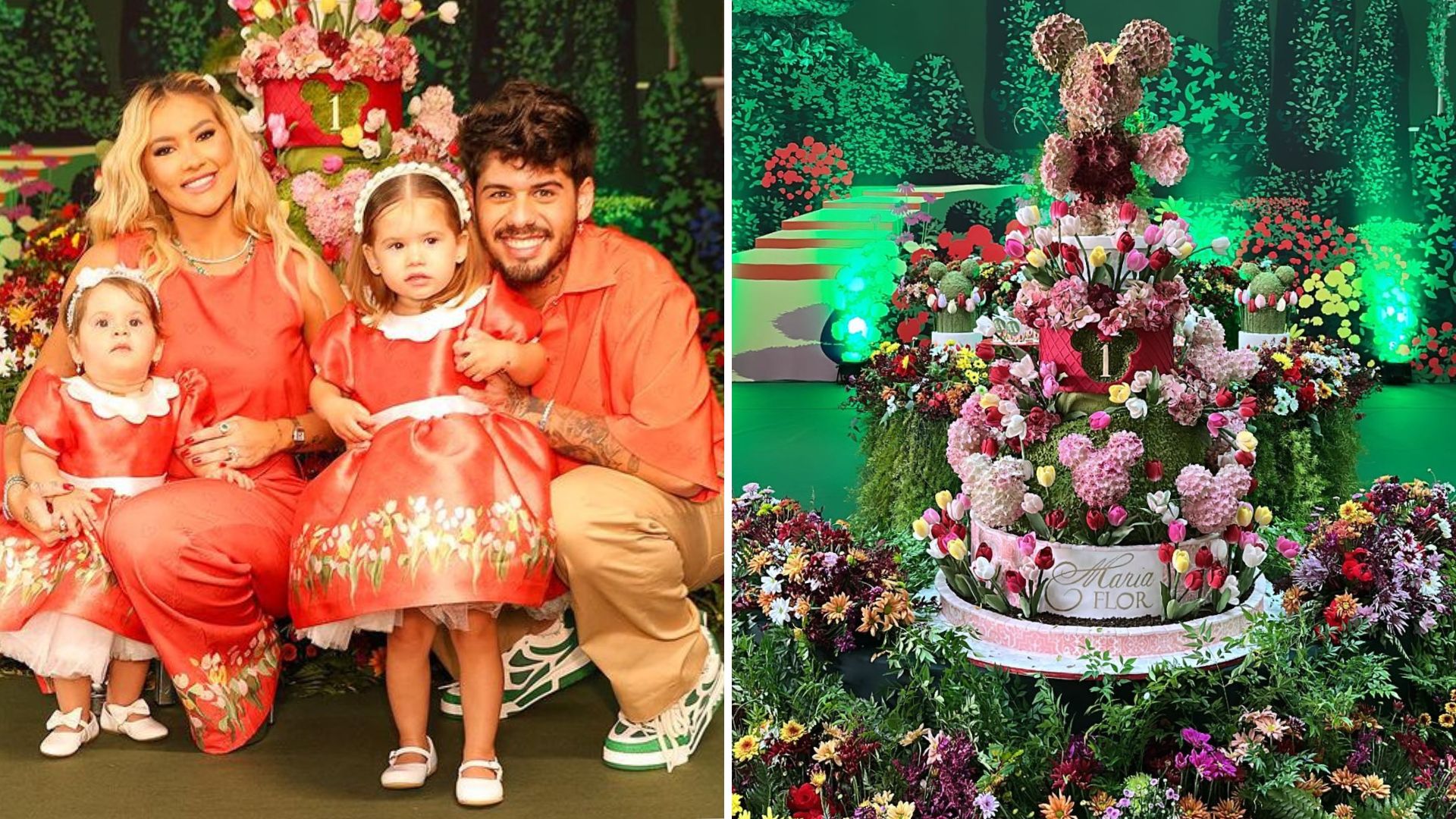 Virginia e Zé Felipe transformam Goiânia em ‘Jardim da Disney’ para um ano de Maria Flor
