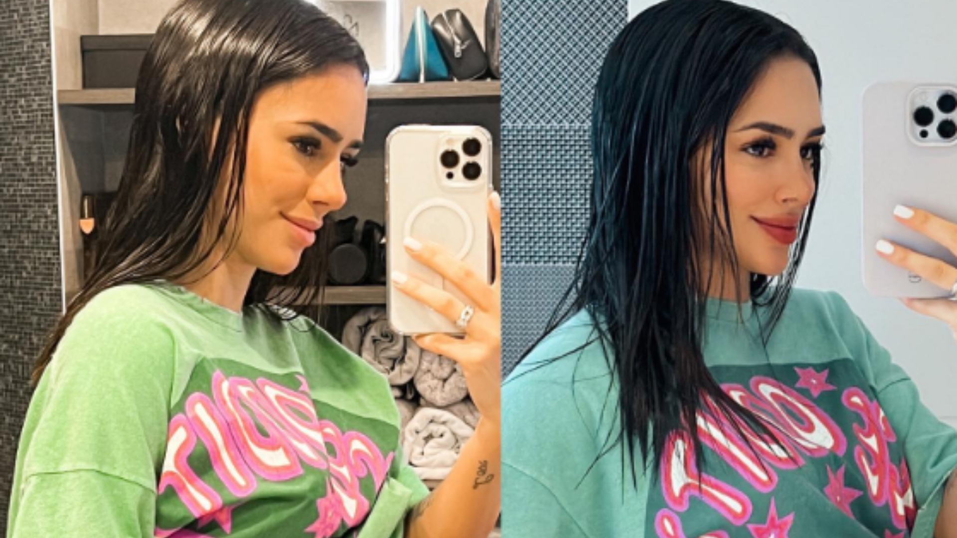 Enorme! Gravidíssima, Bruna Biancardi mostra antes e depois do barrigão: “Linda demais”