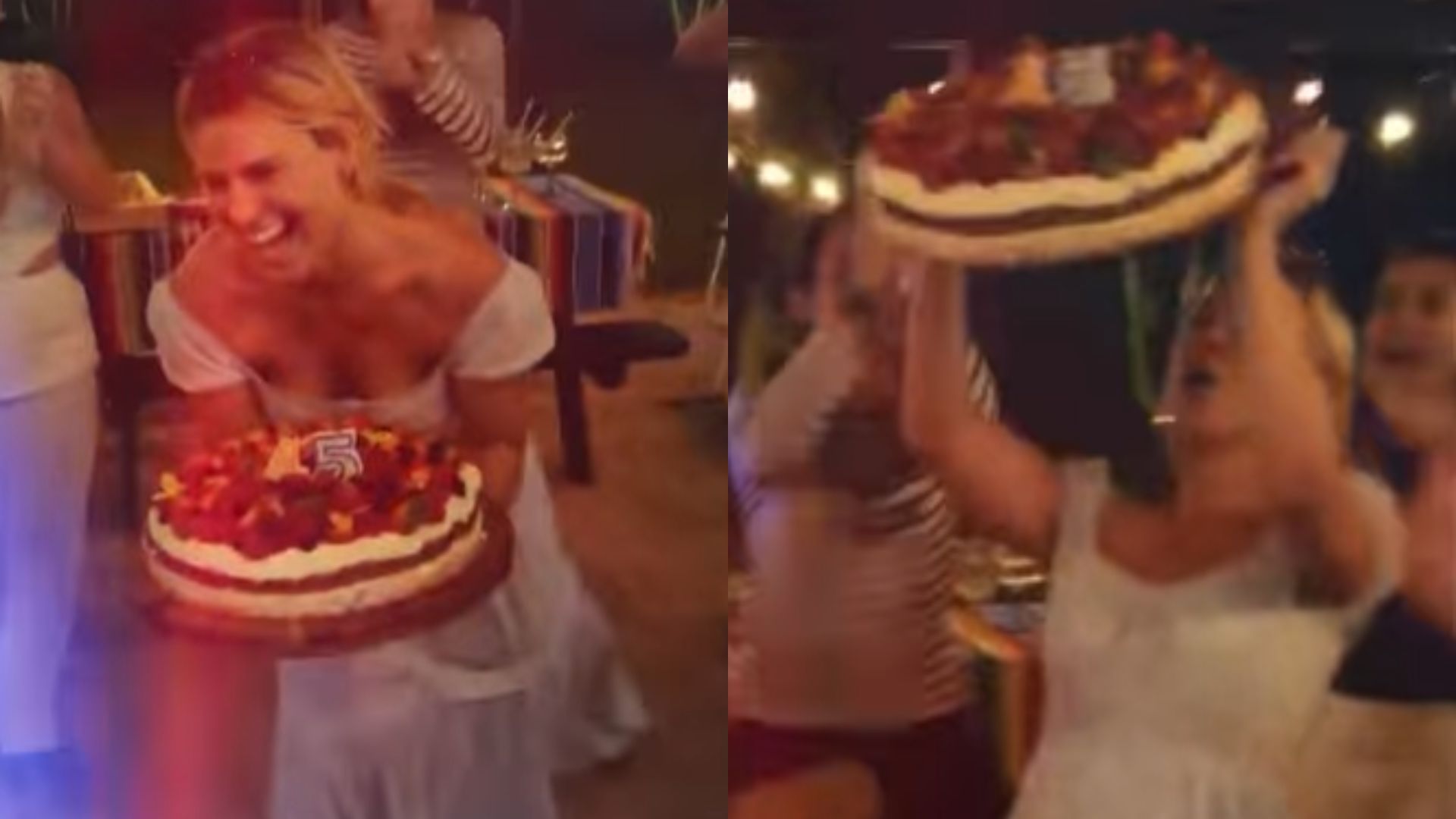 Detonando a festa! Carolina Dieckmann se atrapalha e deixa convidados sem bolo