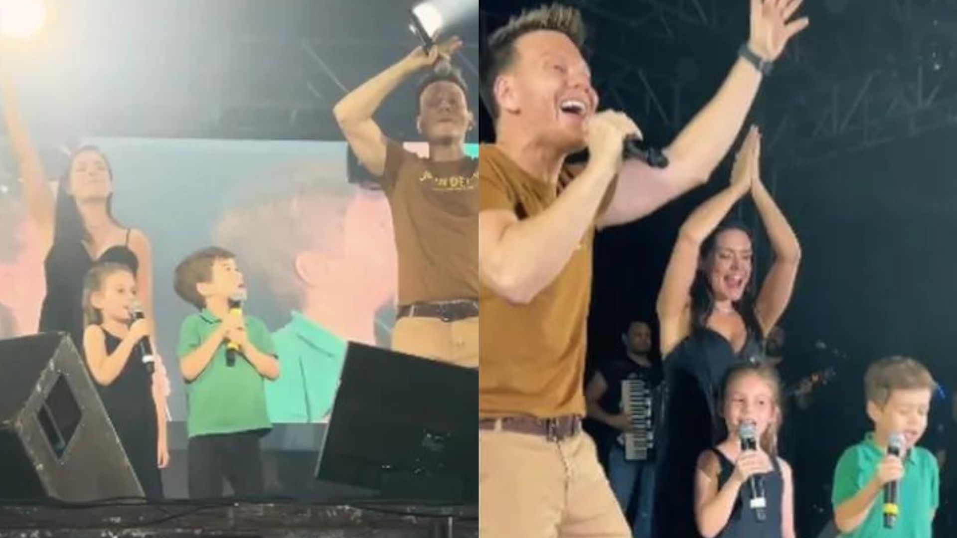 Filhos de Michel Teló estreiam no palco com o pai: “Sandy e Júnior?”