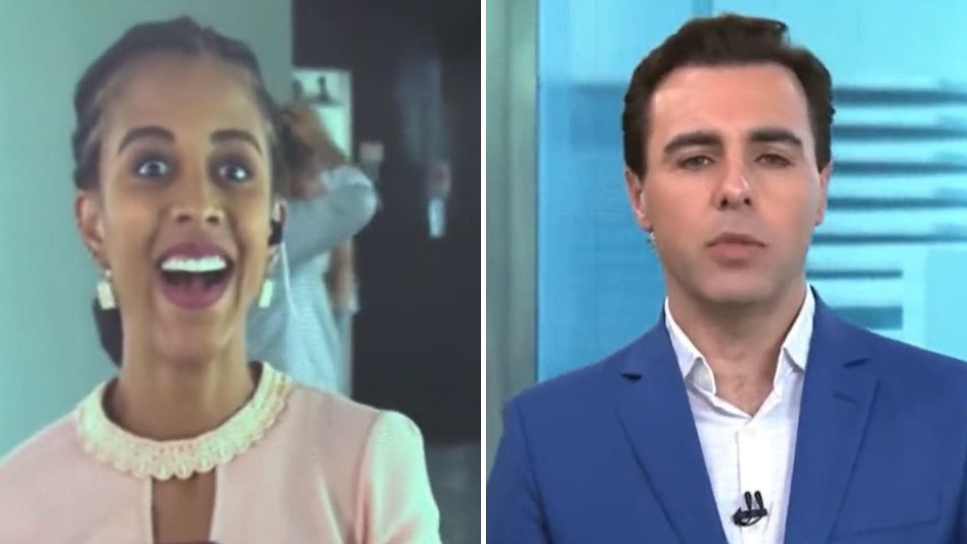 Gafe! Jornalista erra nome de emissora e repórter não segura a risada