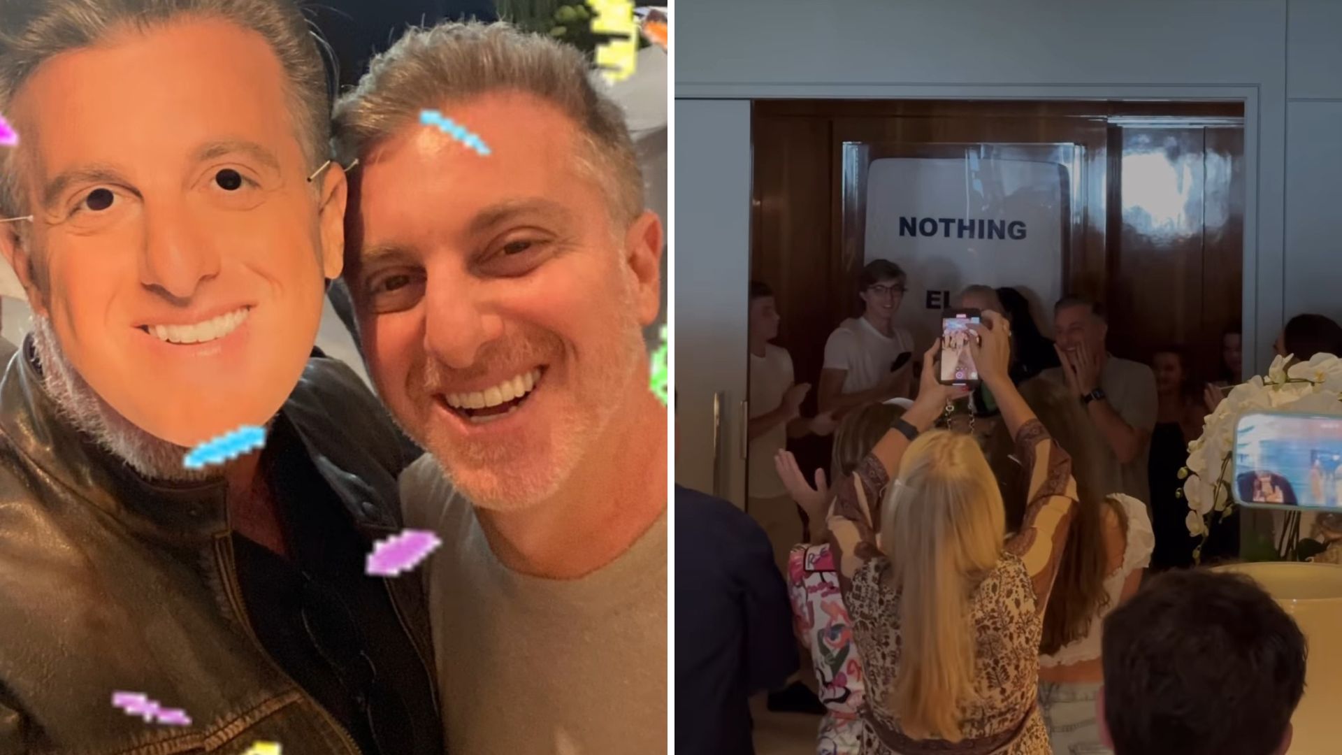 Luciano Huck é surpreendido com festa surpresa e convidados mascarados: “Muita luz”