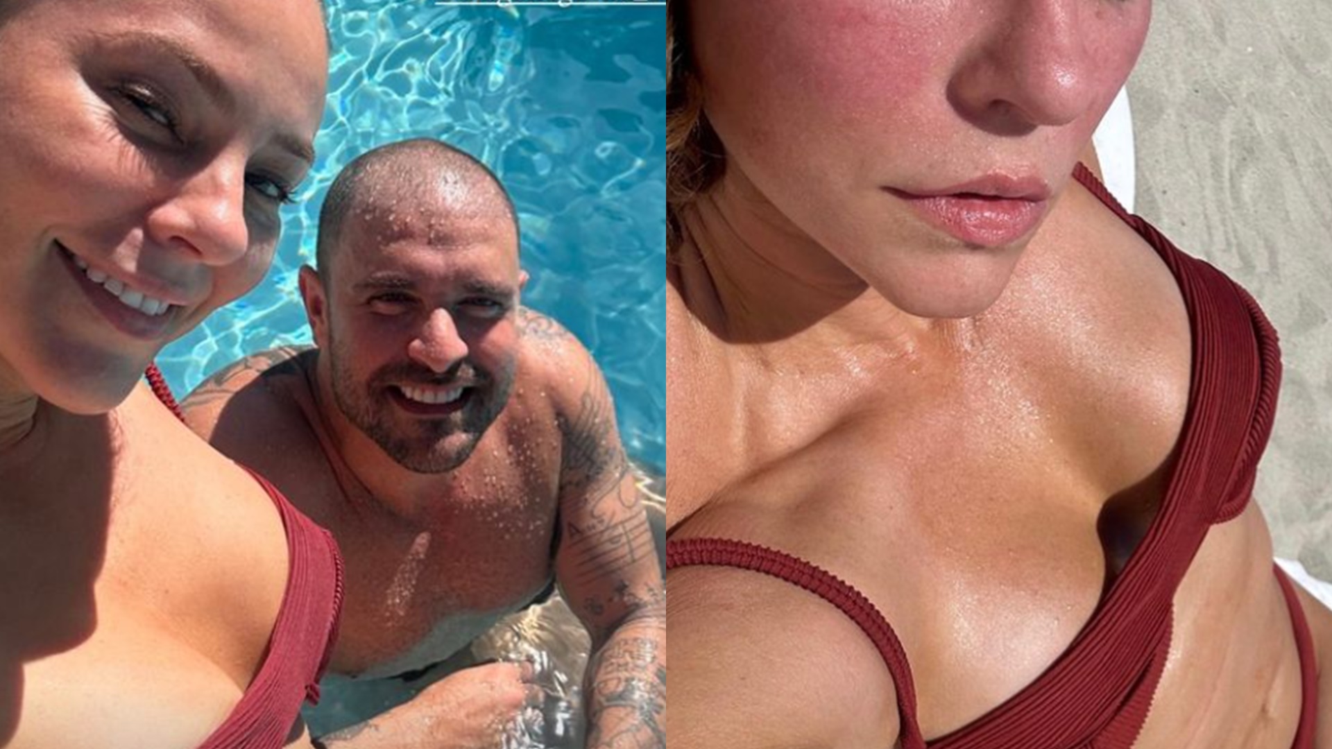 Paolla Oliveira atualiza bronzeado com Diogo Nogueira e exibe corpo em biquíni mínimo